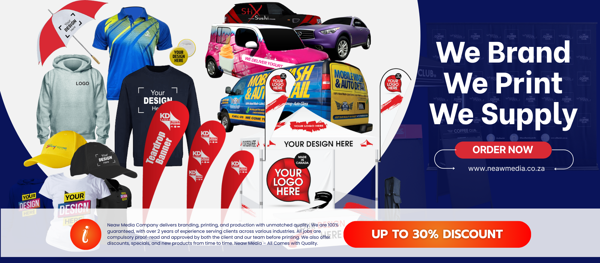 neaw media company delivers branding, printing, and production with unmatched quality. we are 100% guaranteed, with over 2 years of experience serving clients across various industries. all jobs a